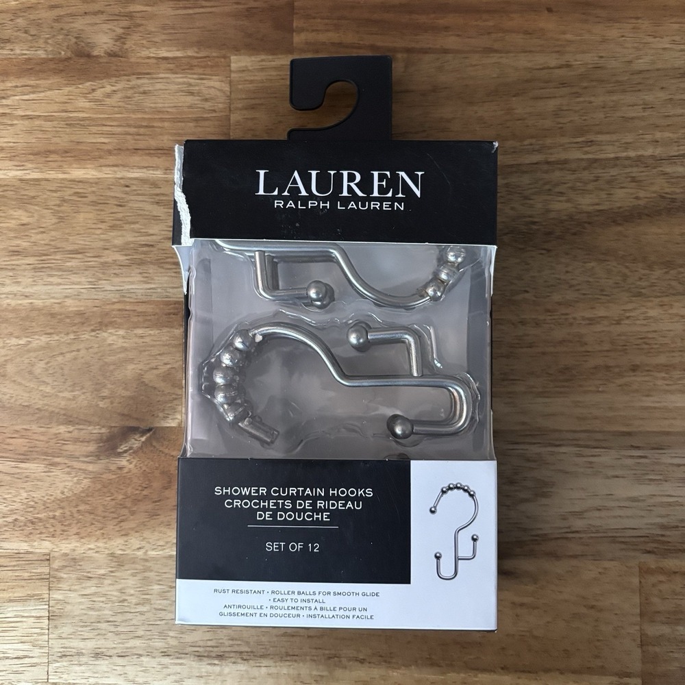 Lauren Ralph Lauren Set Of 12 Shower Curtain Hooks Rust Resistant Classic NEW